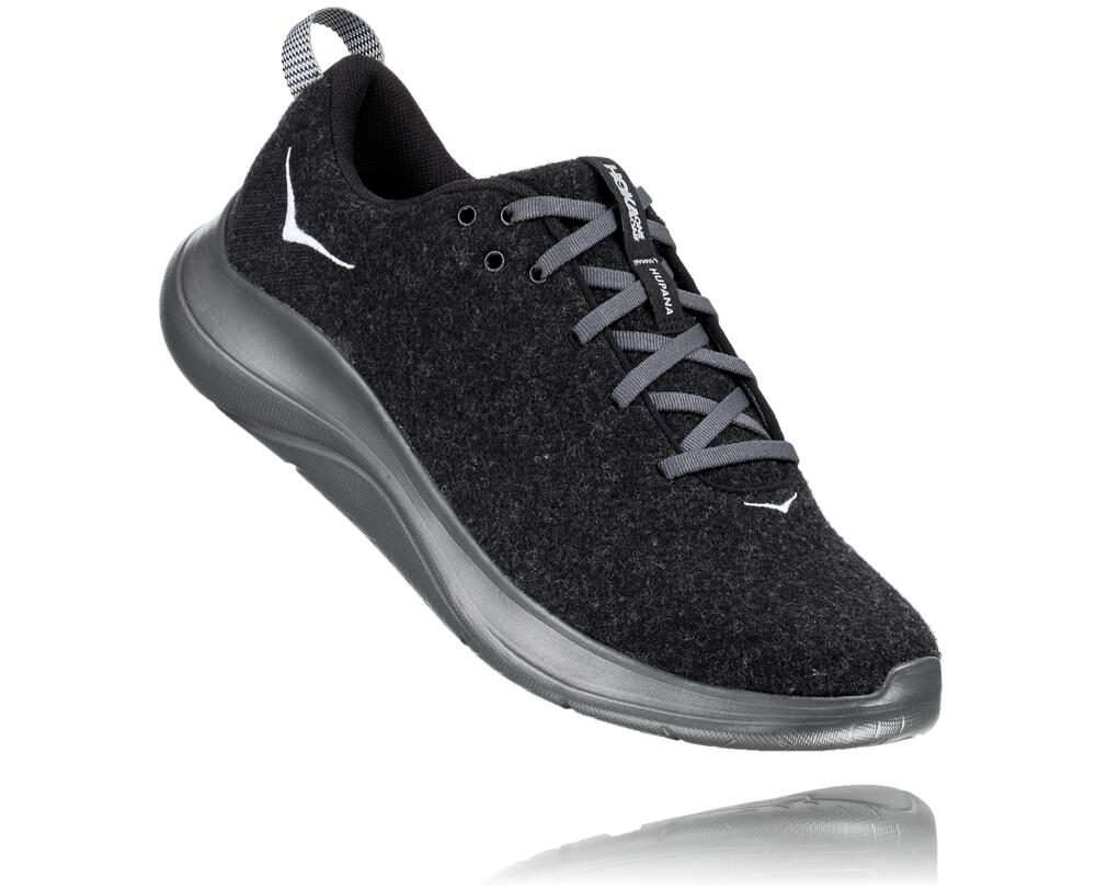 Hoka One One Hupana Flow Wool Moški Usposabljanje Čevlji Črna / Temno Siva SI-098624R